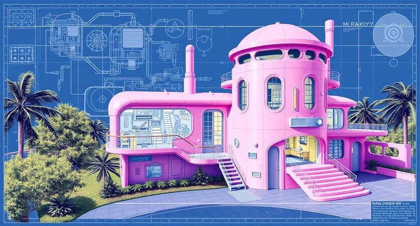 Casa Kiki reimagines a 1930s California-style house in Mexico City, centering a pink turret